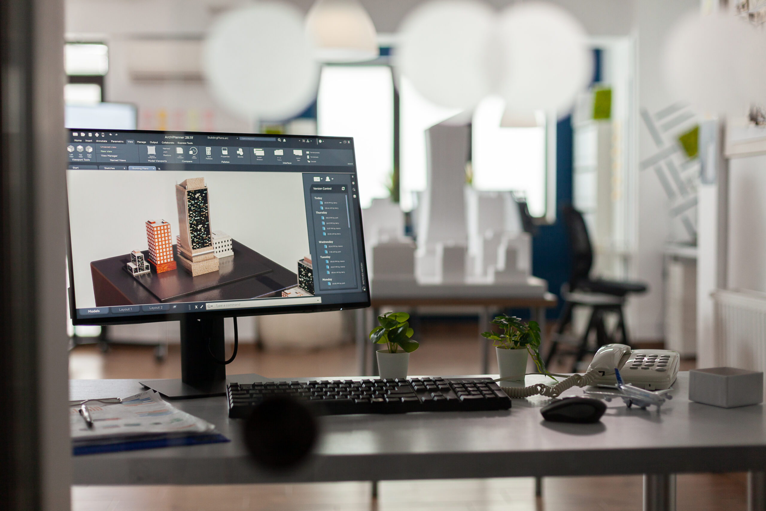 closeup of modern architect desk with workstation 2025 02 17 04 36 57 utc scaled tronos