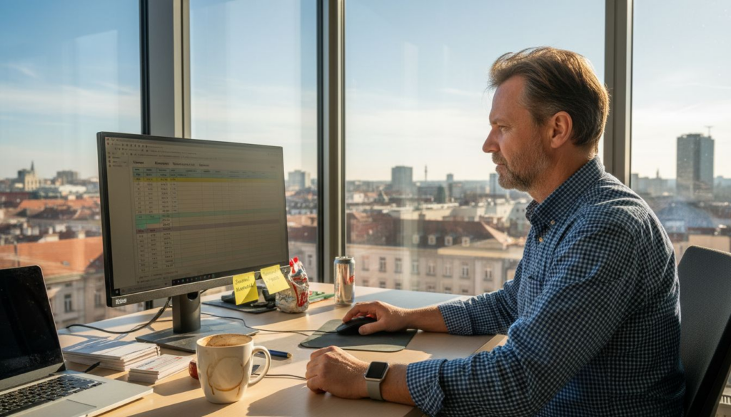 tronos Optimalizácia Google reklamy pre vyššiu návratnosť investícií 9 Špecialista na Google reklamu pracuje za počítačom vo svojej kancelárii.