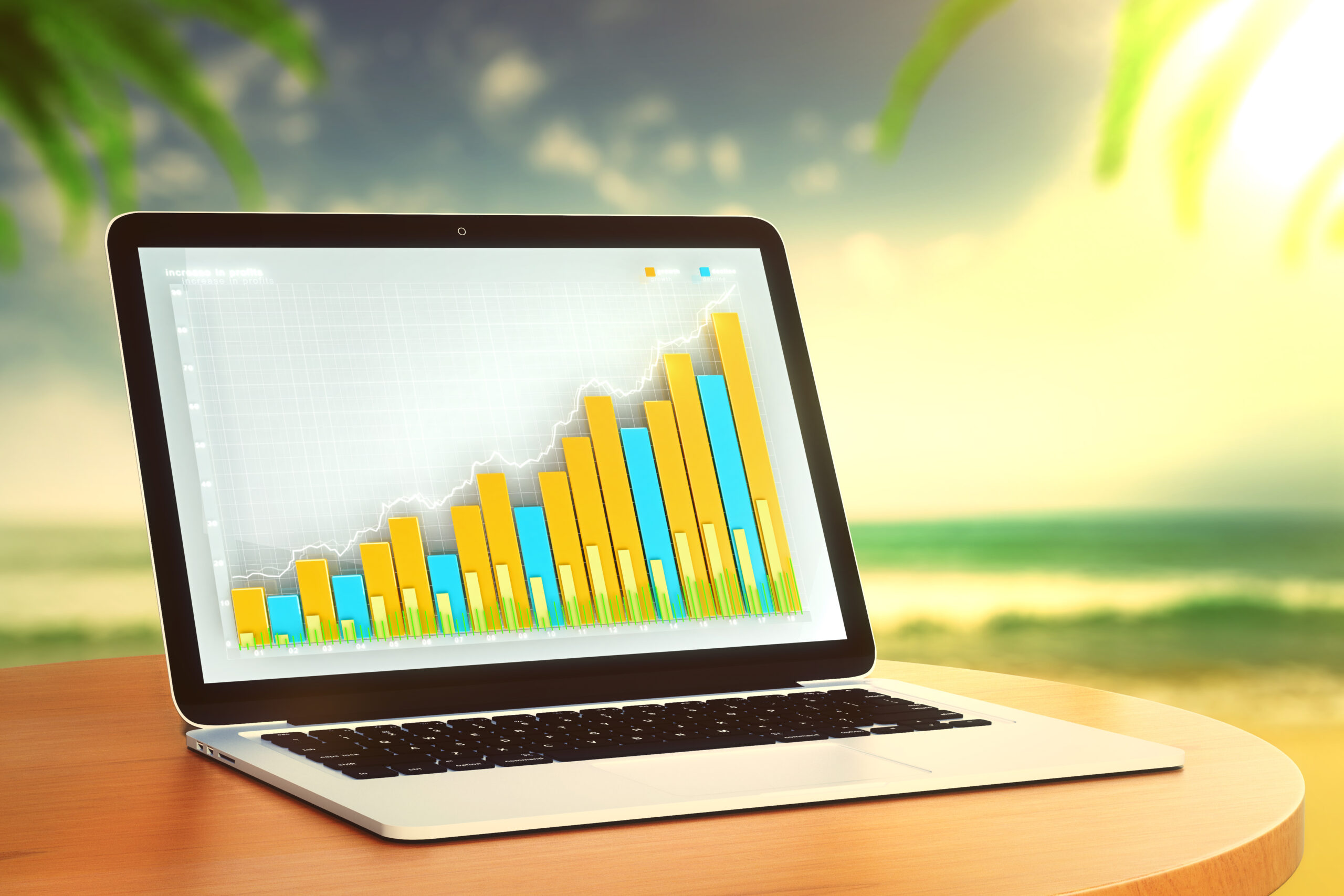 business chart on laptop desktop on round wooden t 2026 03 26 04 51 06 utc scaled tronos