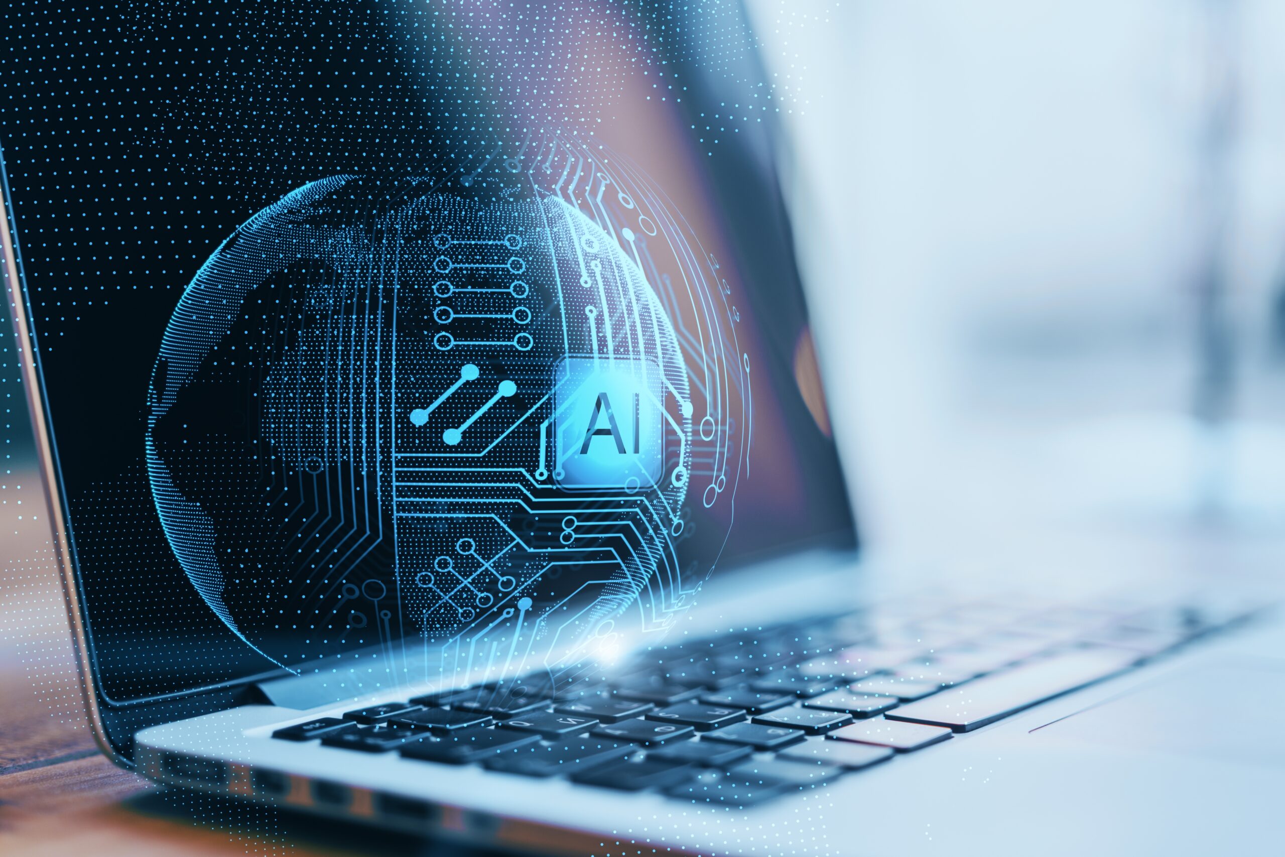 close up of laptop with abstract glowing ai sphere 2026 03 26 05 17 41 utc scaled tronos