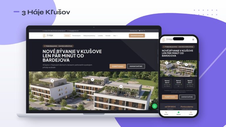 3 Háje Kľušov – web od Tronosu na notebooku a mobile